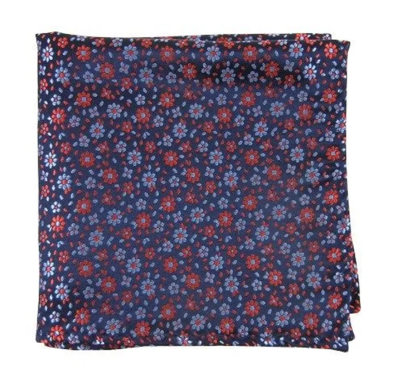 Milligan Flowers Navy Pocket Square sold by The Tie Bar