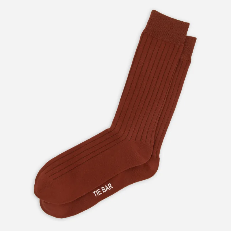 Wide Ribbed Copper Dress Socks sold by The Tie Bar
