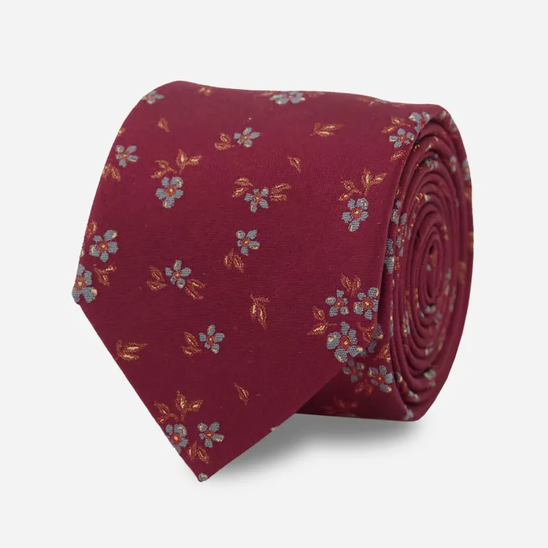 Fall Florals Burgundy Tie sold by The Tie Bar