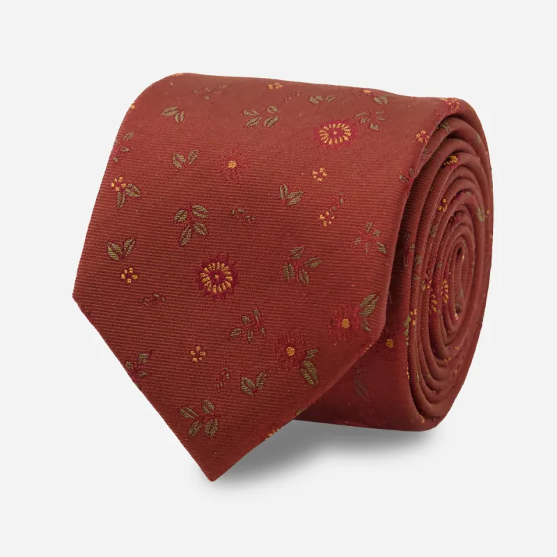 Fall Florals Rust Tie sold by The Tie Bar