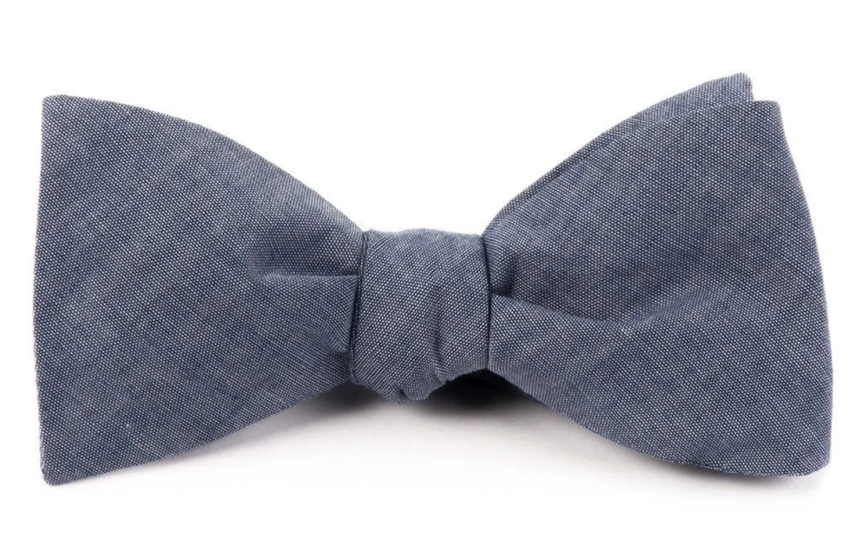 Classic Chambray Warm Blue Bow Tie sold by The Tie Bar