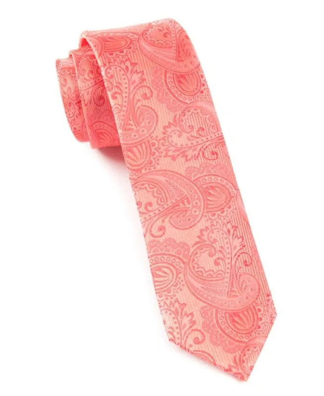 Twill Paisley Coral Tie sold by The Tie Bar