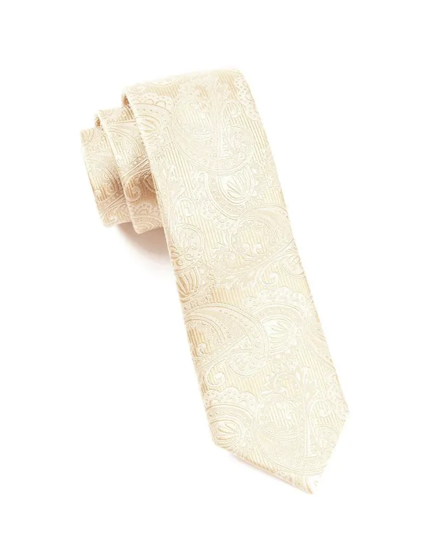 Twill Paisley Champagne Tie sold by The Tie Bar