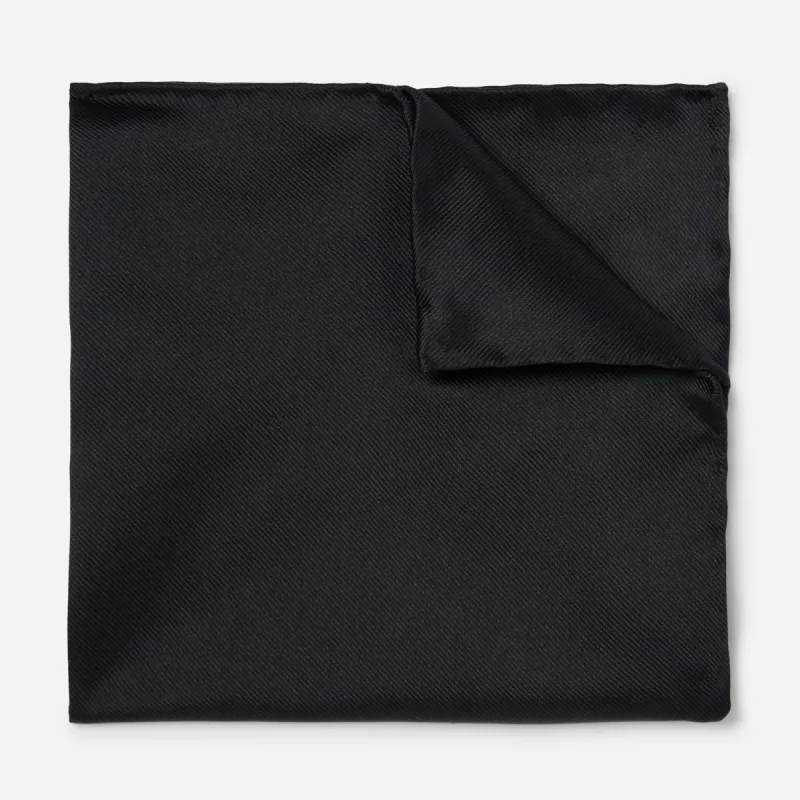 Solid Twill Black Pocket Square sold by The Tie Bar