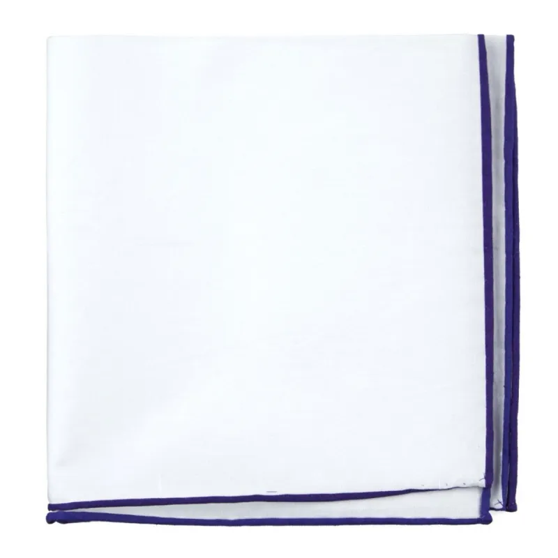 White Cotton With Border Plum Pocket Square sold by The Tie Bar