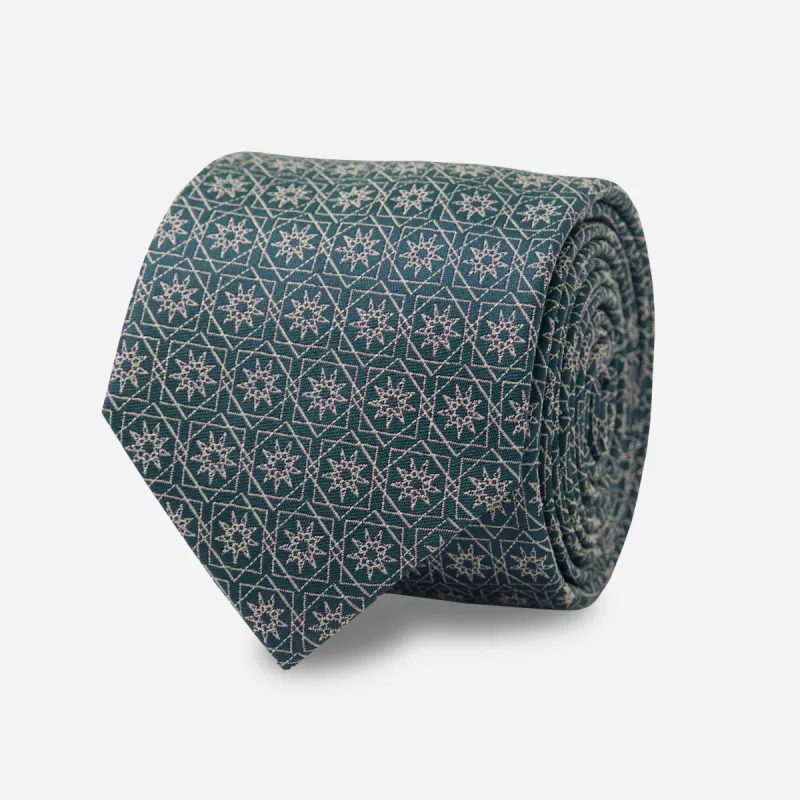 Holiday Geo Star Hunter Green Tie sold by The Tie Bar