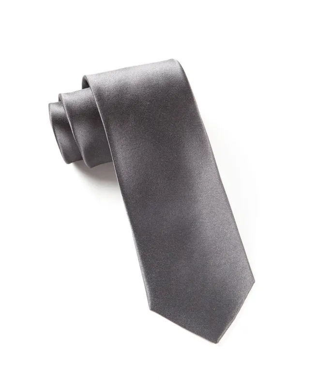 Solid Satin Charcoal Tie sold by The Tie Bar
