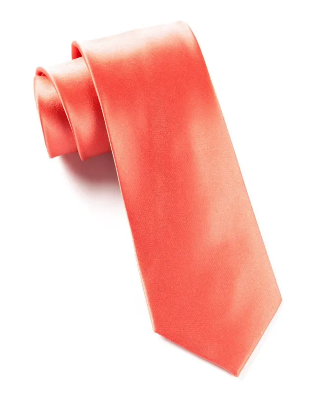 Solid Satin Coral Tie sold by The Tie Bar