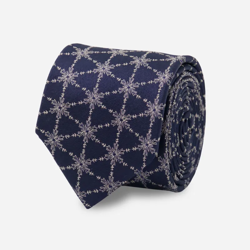 Deco Snow Navy Tie sold by The Tie Bar