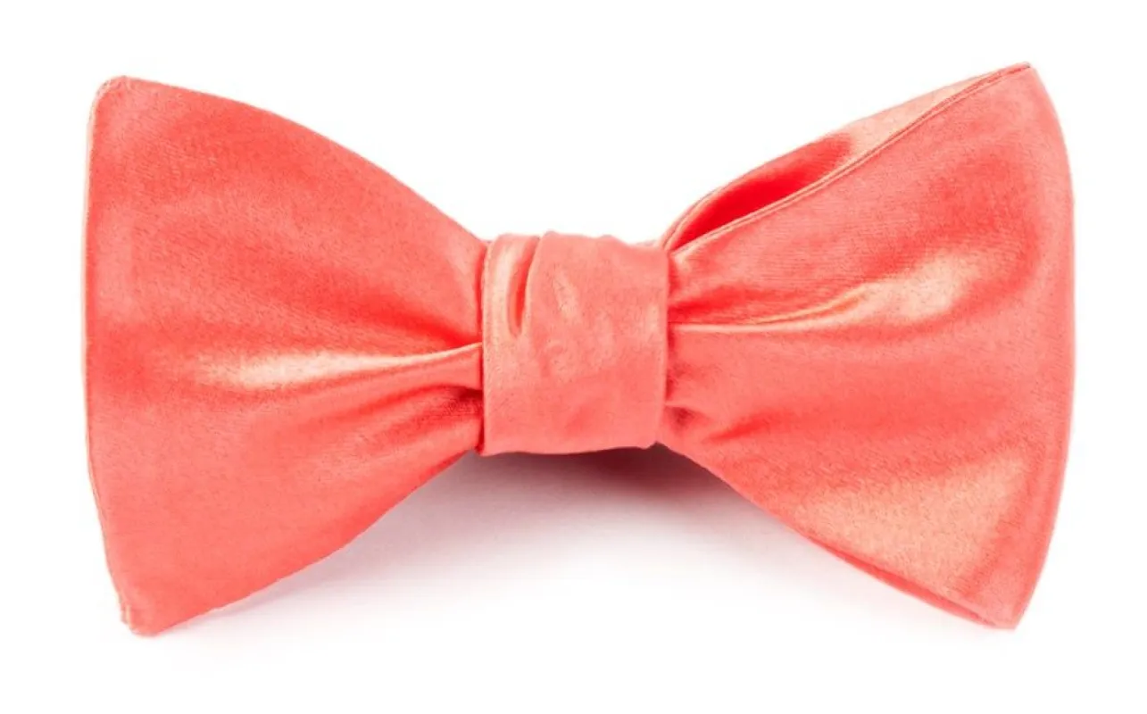 Solid Satin Coral Bow Tie sold by The Tie Bar