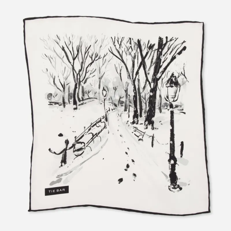 Holiday Snow Day White Pocket Square sold by The Tie Bar