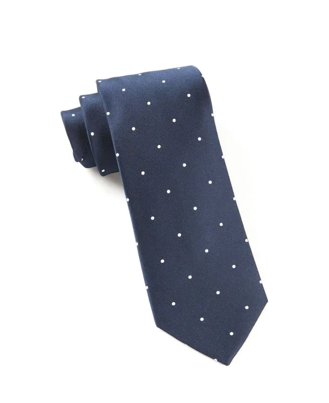Satin Dot Classic Navy Tie sold by The Tie Bar
