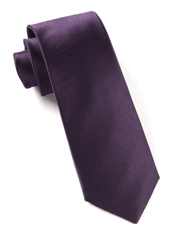 Solid Satin Eggplant Tie sold by The Tie Bar