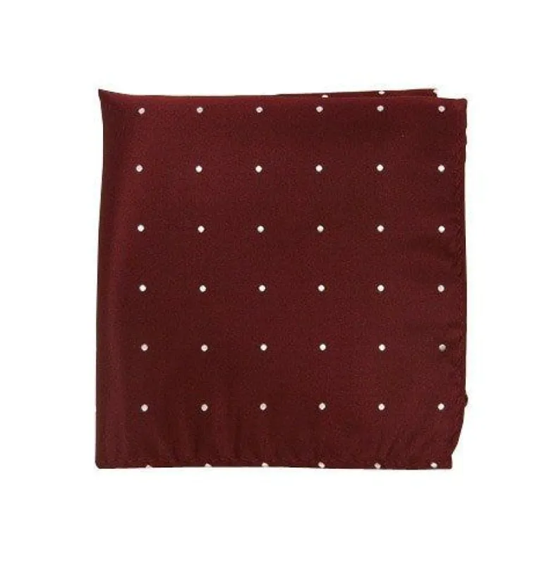 Satin Dot Burgundy Pocket Square sold by The Tie Bar