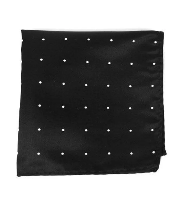 Satin Dot Black Pocket Square sold by The Tie Bar