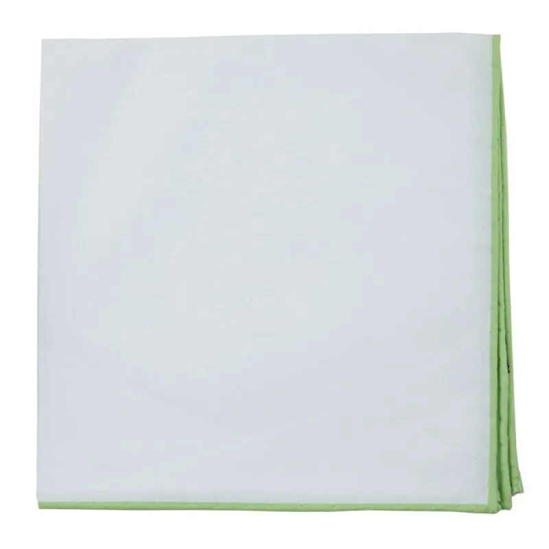 White Cotton With Border Apple Green Pocket Square sold by The Tie Bar