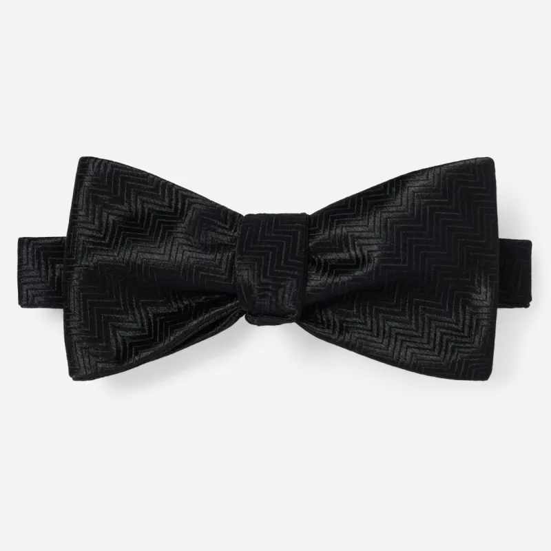 Herringbone Black Bow Tie sold by The Tie Bar