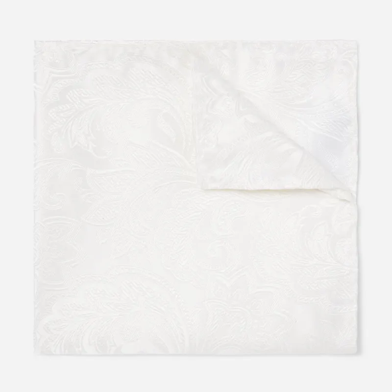 Organic Paisley White Pocket Square sold by The Tie Bar