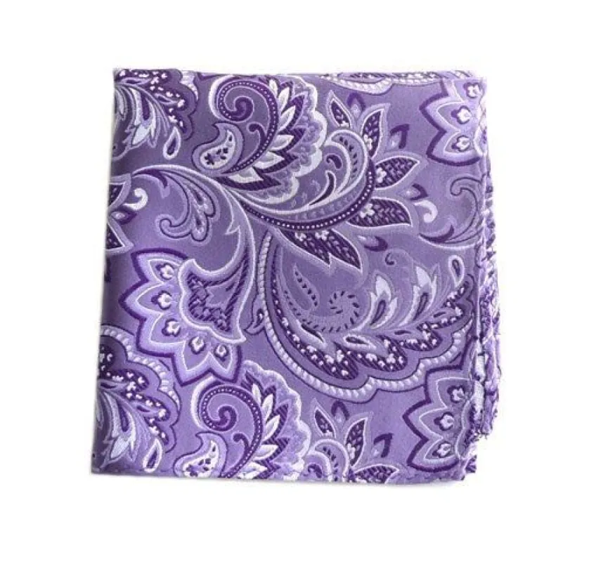 Organic Paisley Lavender Pocket Square sold by The Tie Bar