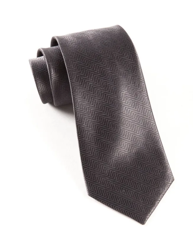 Herringbone Charcoal Grey Tie sold by The Tie Bar