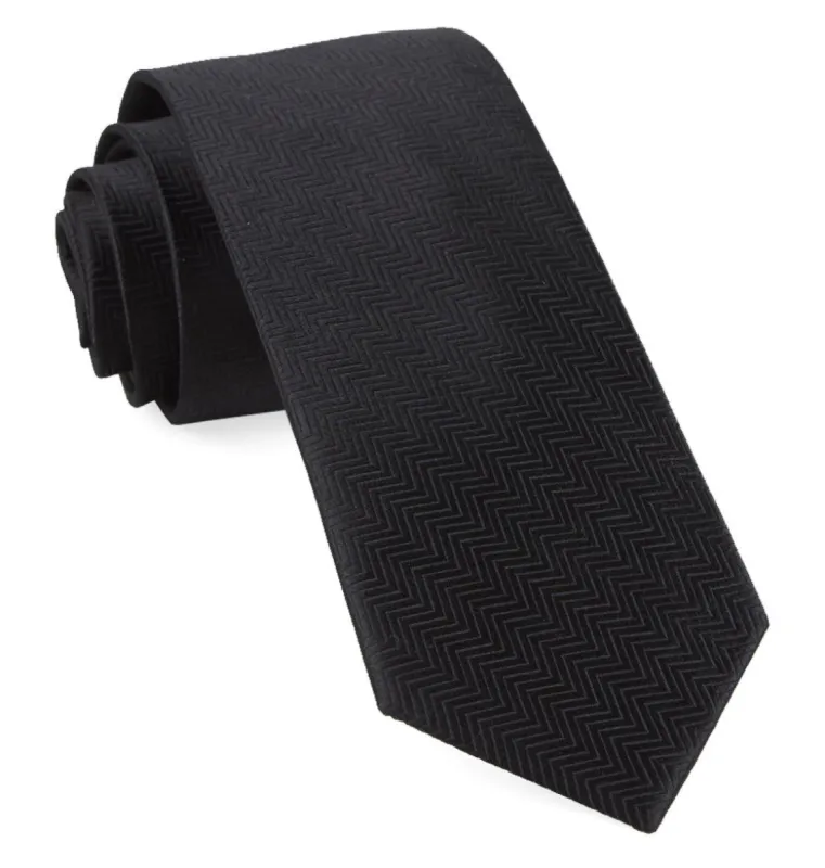 Herringbone Black Tie sold by The Tie Bar