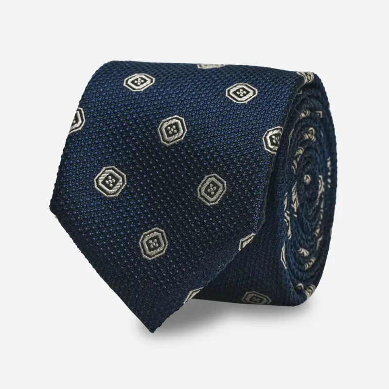 Geo Scales Navy Tie sold by The Tie Bar