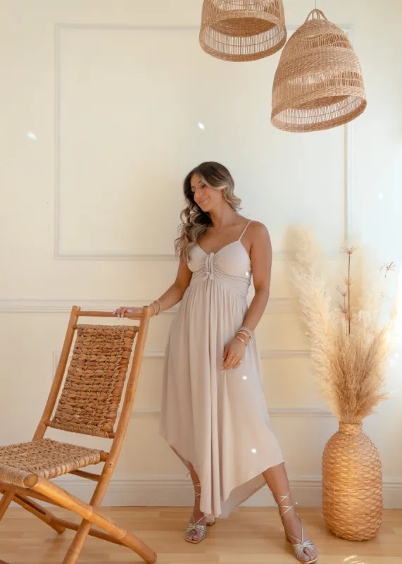 On The Move Taupe Jumpsuit sold by The Wanderlust Bazaar