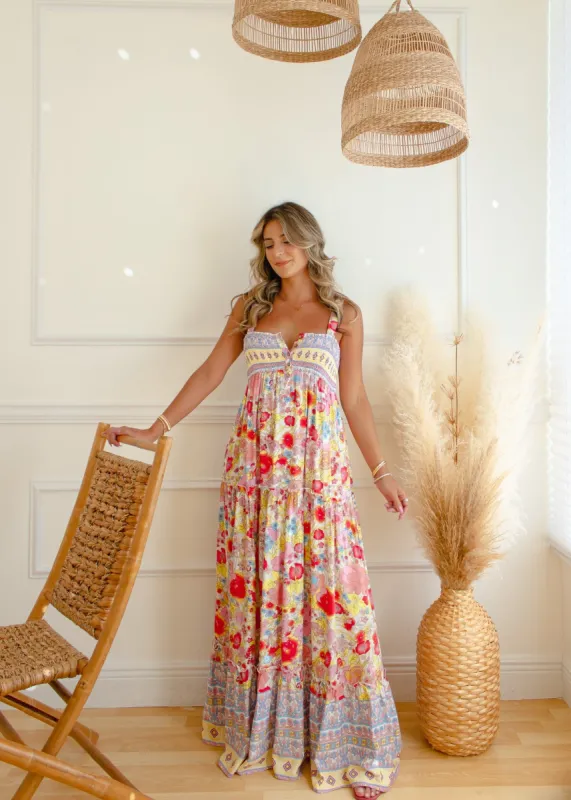 Mallorca Smocked Maxi Dress sold by The Wanderlust Bazaar