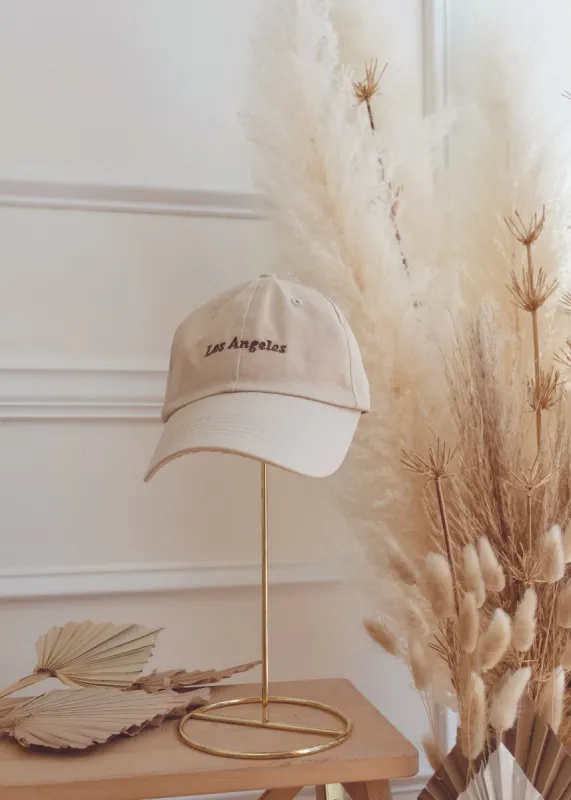 Los Angeles Beige Embroidered Baseball Cap sold by The Wanderlust Bazaar