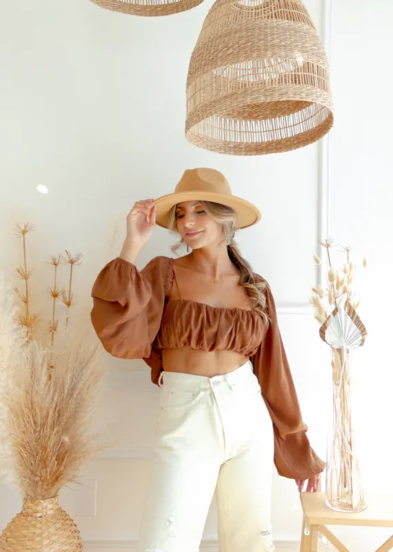 Aspen Brown Crop Top & Long Sleeve Top Set sold by The Wanderlust Bazaar