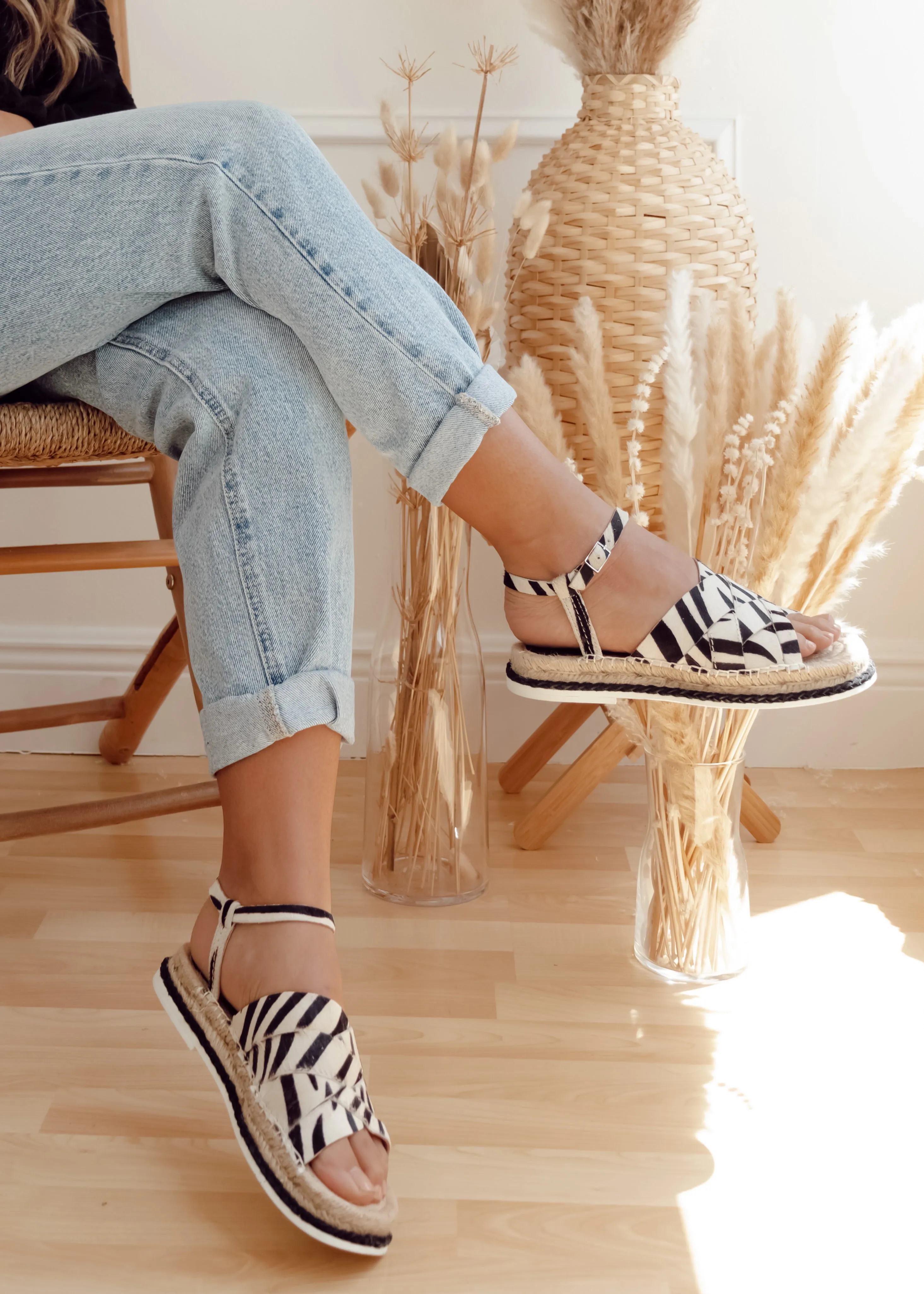 Sunny Days Zebra Leather Espadrilles sold by The Wanderlust Bazaar product image thumbnail 5