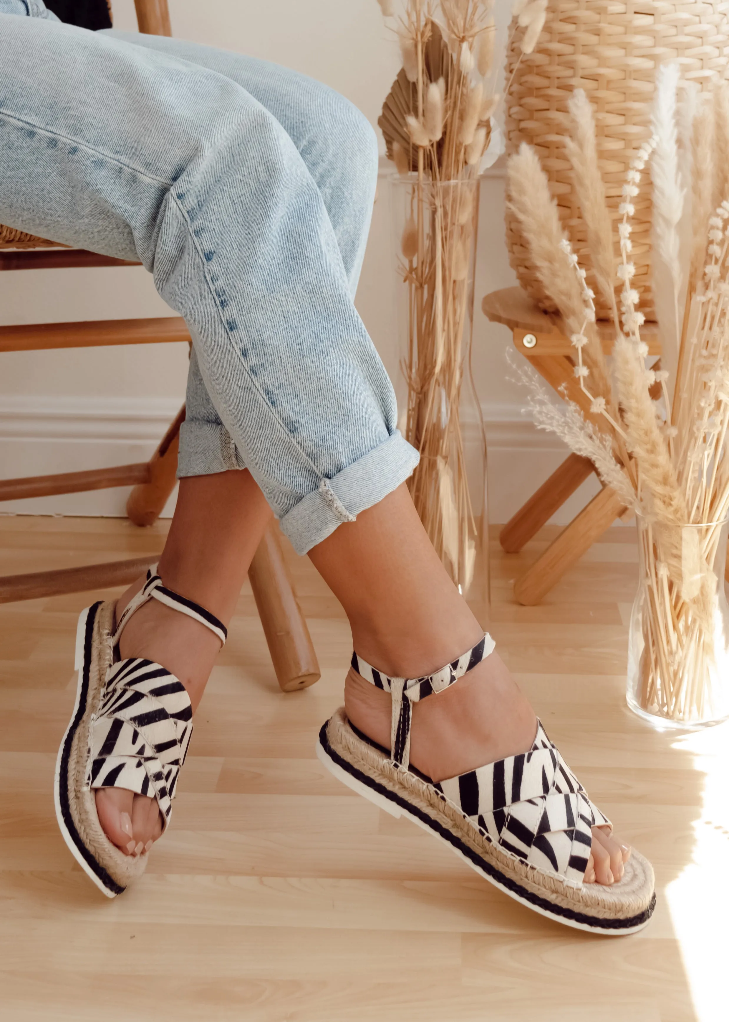 Sunny Days Zebra Leather Espadrilles sold by The Wanderlust Bazaar product image thumbnail 2