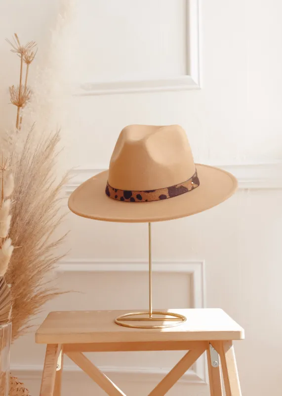 Wild Wild West Cow Print Trim Wide Brim Hat sold by The Wanderlust Bazaar