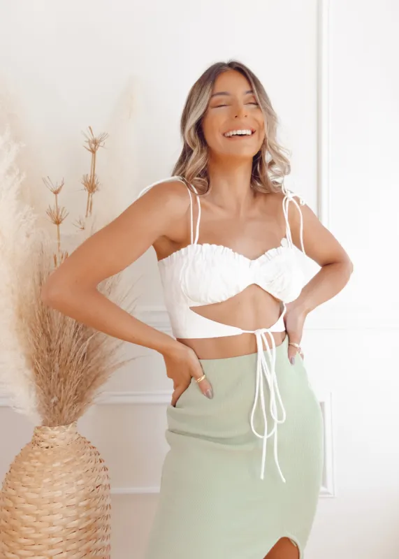 Tropical Sunrise Front Tie Crop Top sold by The Wanderlust Bazaar