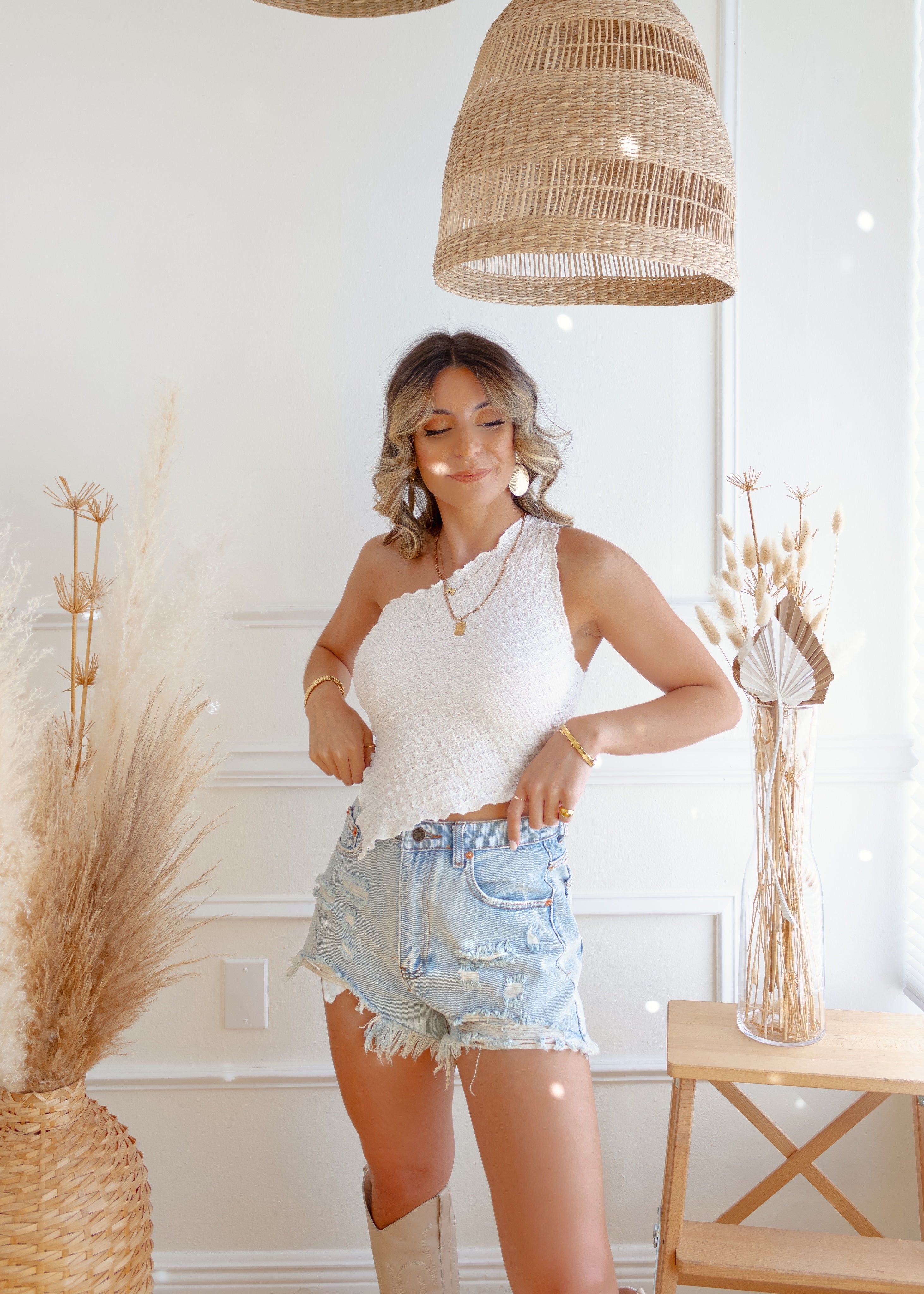 Blue Jean Baby Distressed Denim Shorts sold by The Wanderlust Bazaar product image thumbnail 2