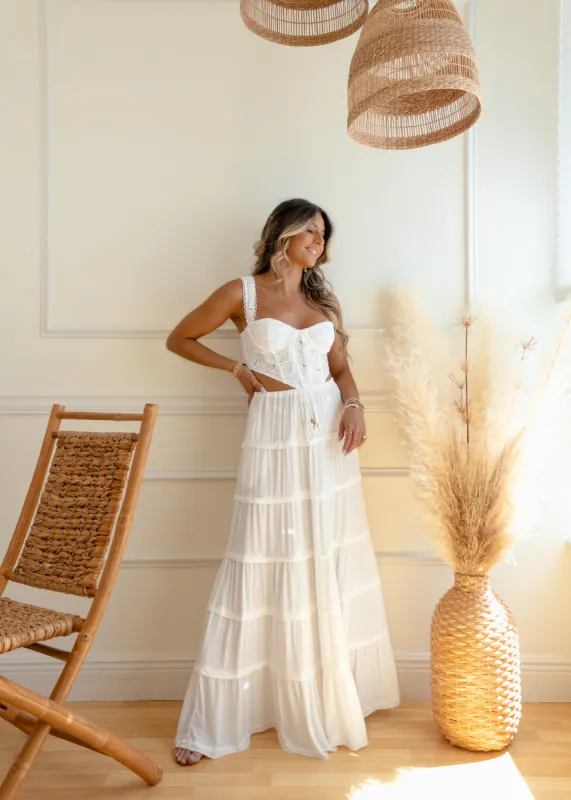 Just A Girl White Corset Top sold by The Wanderlust Bazaar
