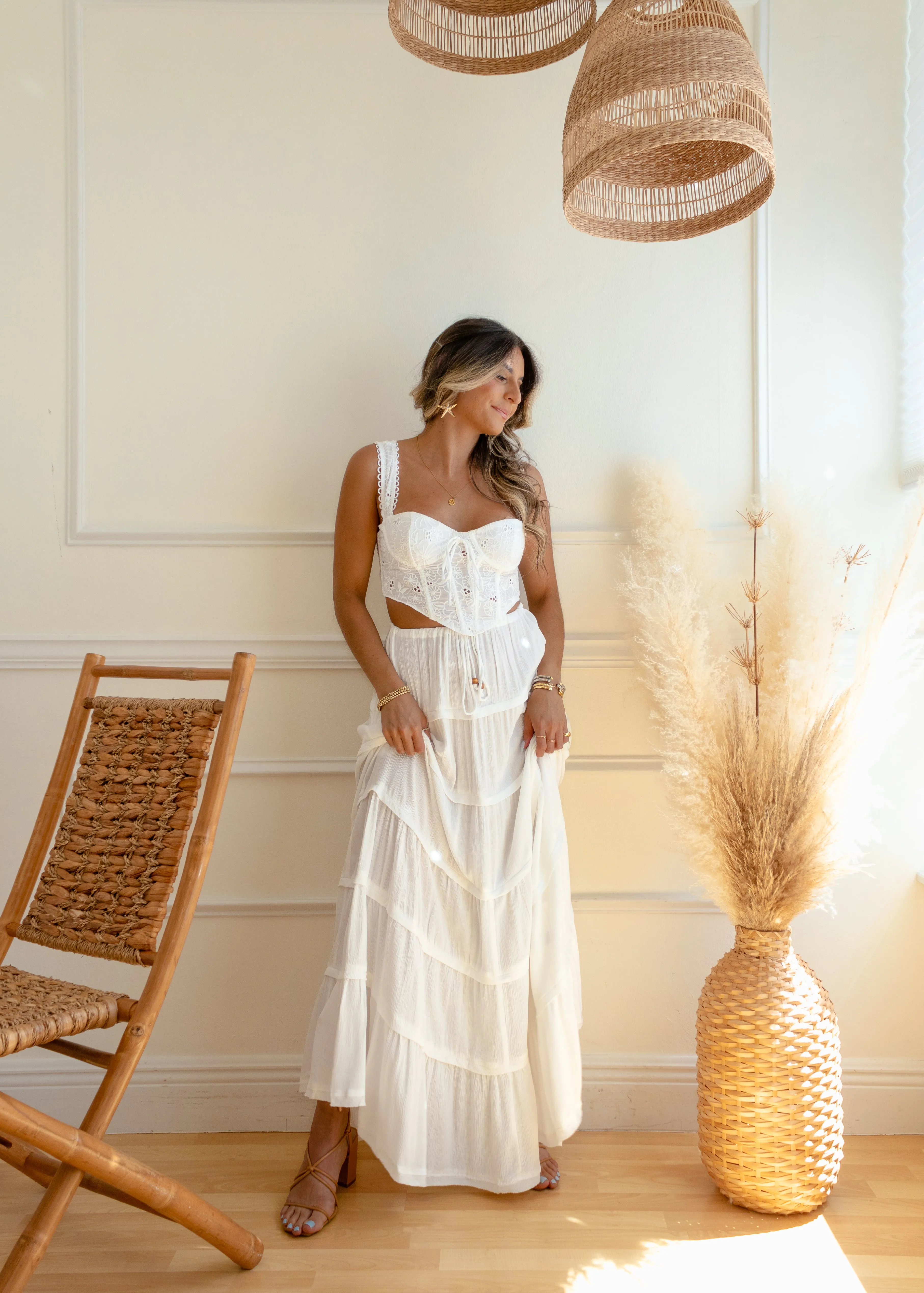 Ciao Bella White Maxi Skirt sold by The Wanderlust Bazaar product image thumbnail 3