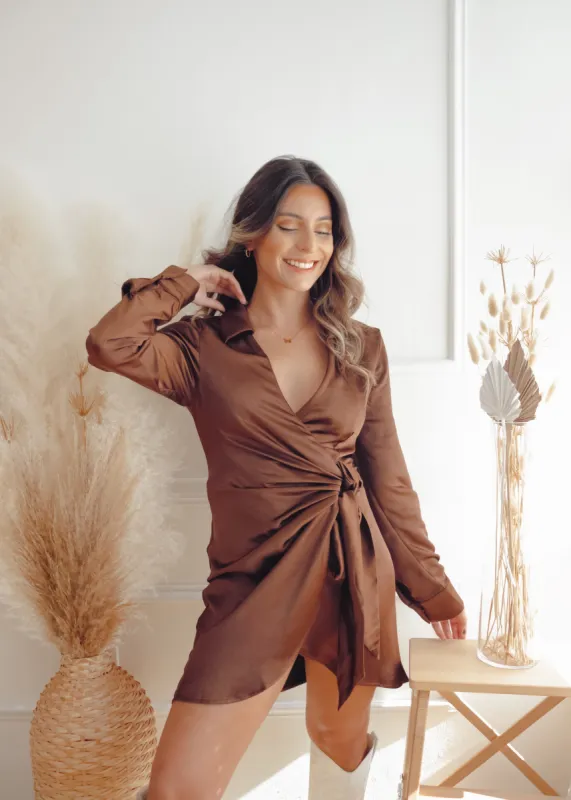 In Your Dreams Satin Wrap Dress sold by The Wanderlust Bazaar