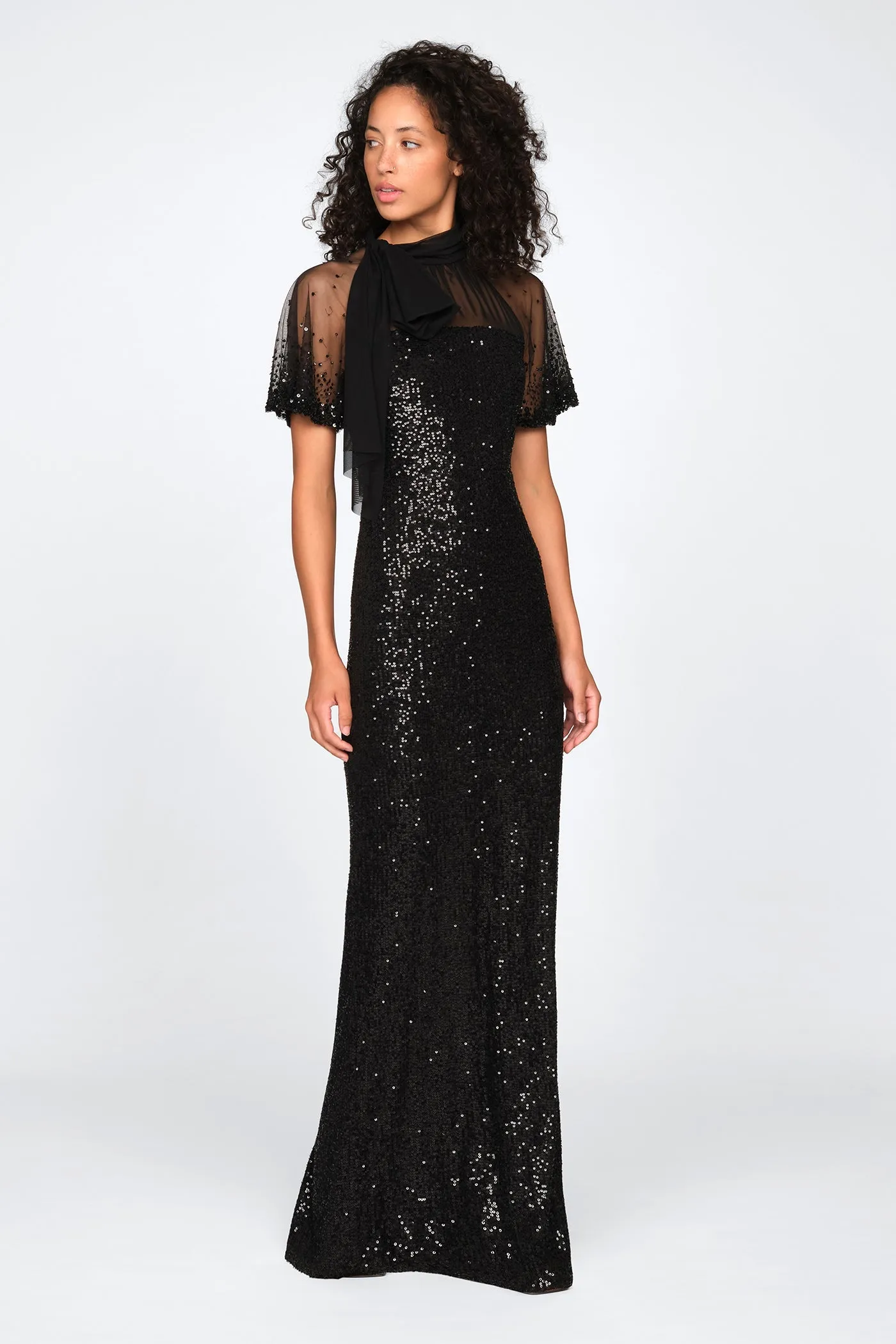 Violette Neck Tie Gown sold by Theia product image thumbnail 3