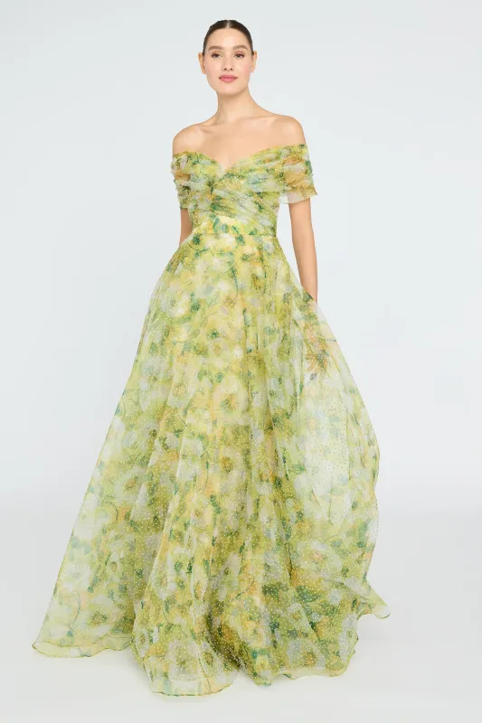 Ryan Off Shoulder A Line Gown sold by Theia