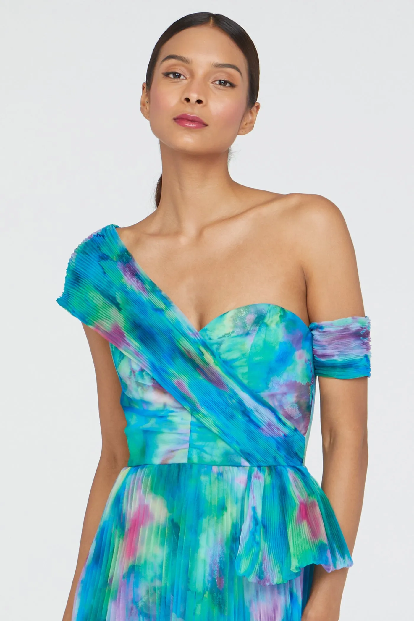 Davina Pleated Gown sold by Theia product image thumbnail 4