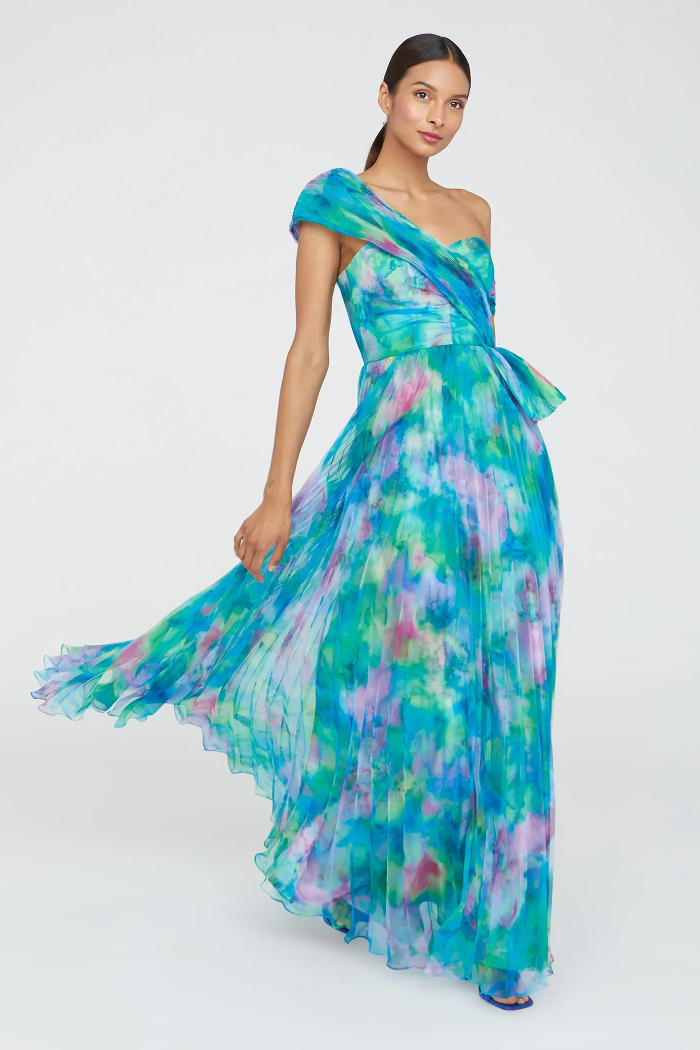 Davina Pleated Gown sold by Theia product image thumbnail 3