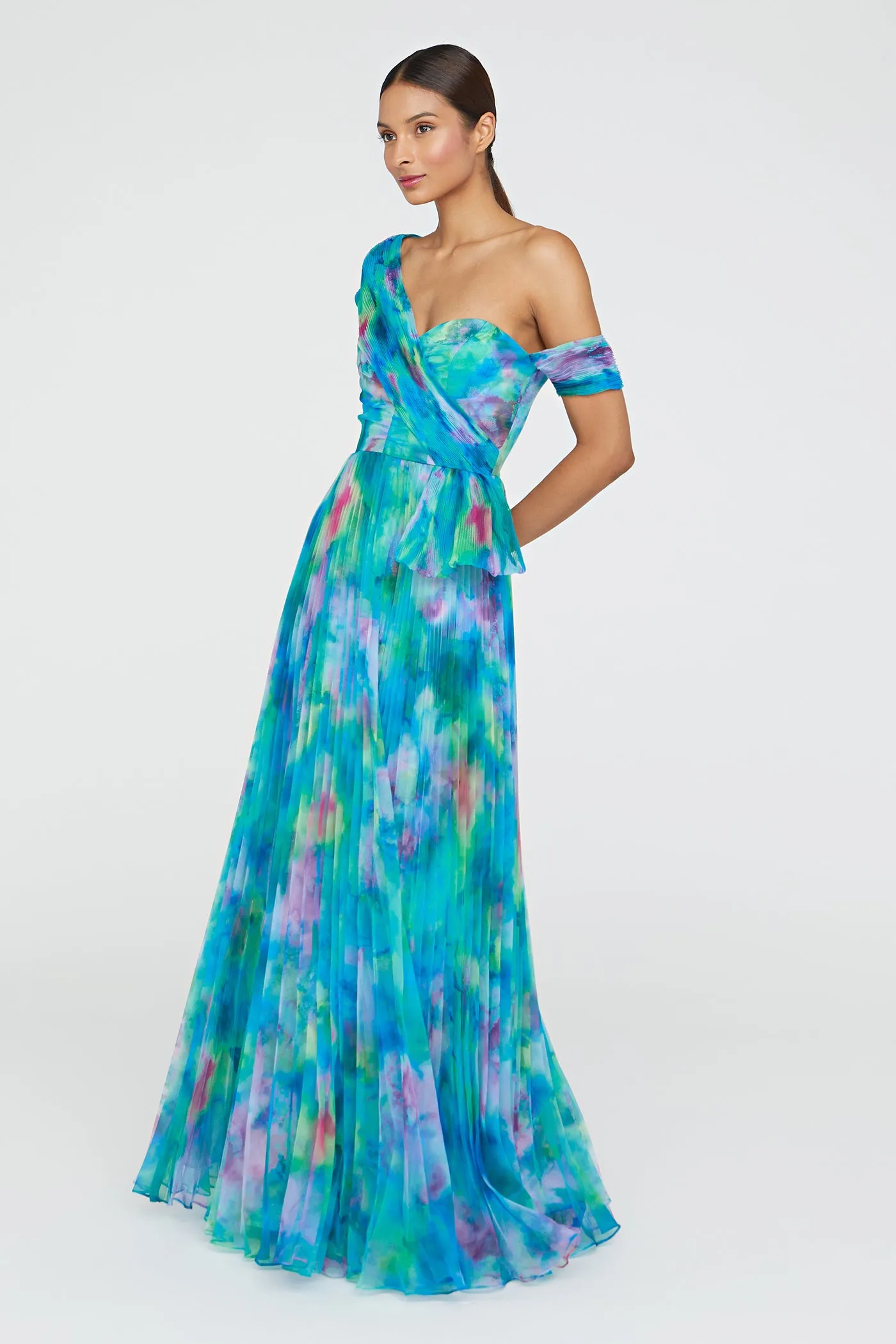 Davina Pleated Gown sold by Theia product image thumbnail 5