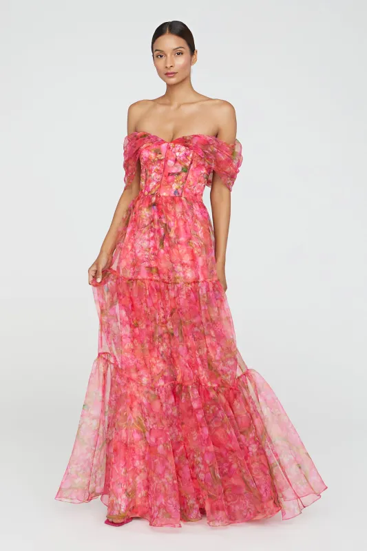 Tia Off Shoulder Organza Gown sold by Theia