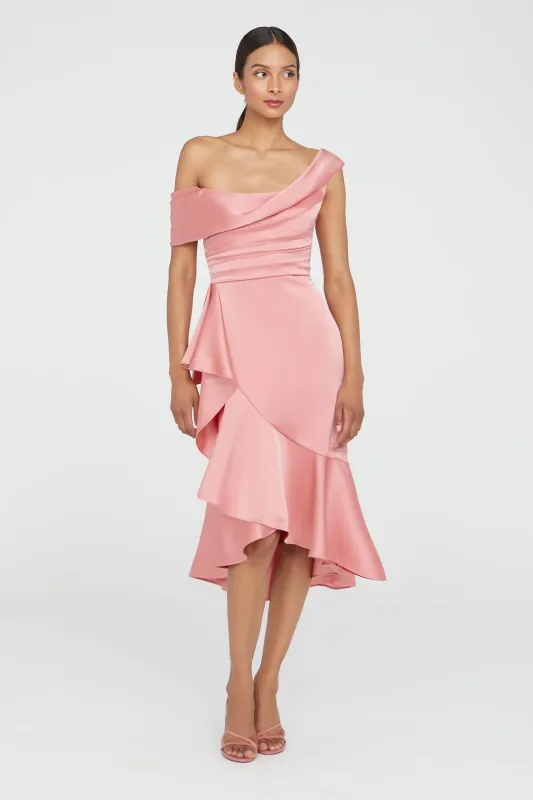 Janice Draped Asymmetric Dress sold by Theia