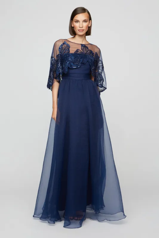 Ginny Beaded Capelet Gown made by Theia
