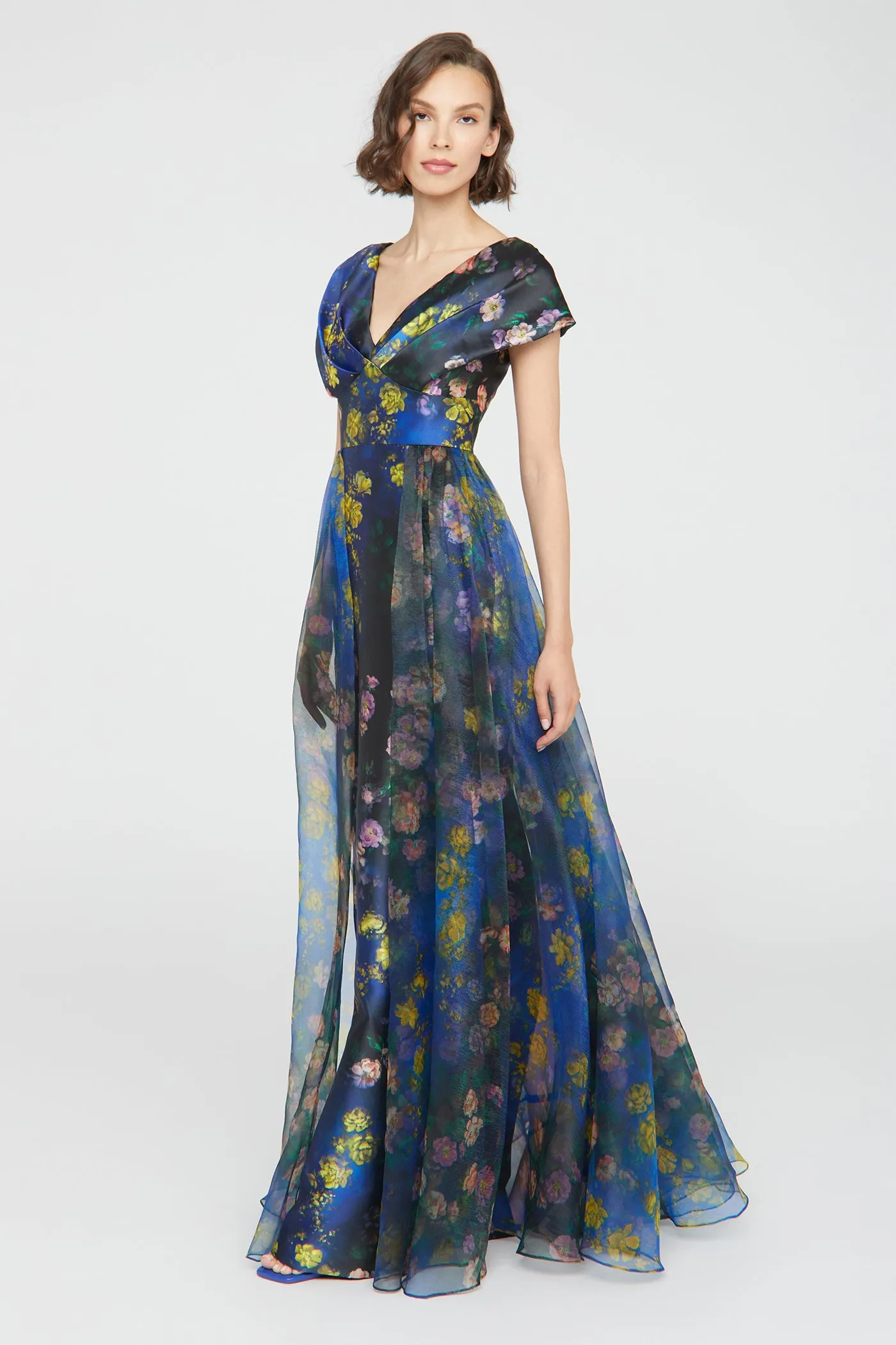 Nadia Draped V Neck Gown sold by Theia product image thumbnail 3