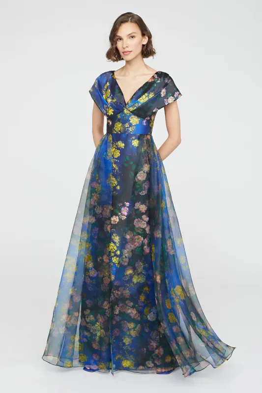 Nadia Draped V Neck Gown made by Theia