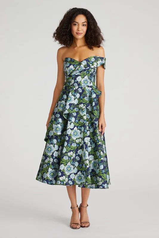Tatum Peplum A Line Midi Dress sold by Theia