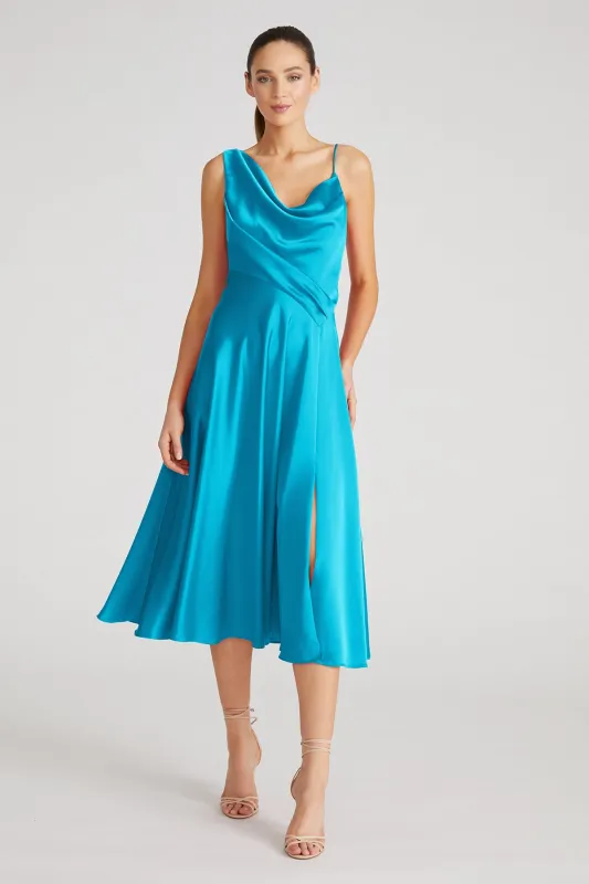 Hayden Satin A Line Midi Dress sold by Theia